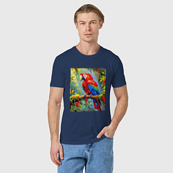 Футболка хлопковая мужская Яркий красный ара, цвет: тёмно-синий — фото 2