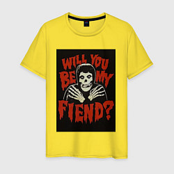 Футболка хлопковая мужская Will you be my fiend, цвет: желтый