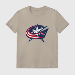 Футболка хлопковая мужская Columbus blue jackets - hockey team - emblem, цвет: миндальный