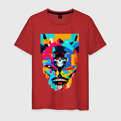 Футболка хлопковая мужская Funny skull - pop art, цвет: красный