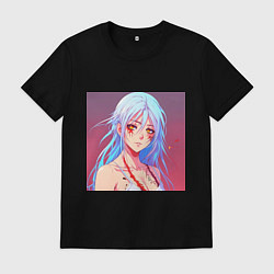 Футболка хлопковая мужская Девушка со шрамами, цвет: черный