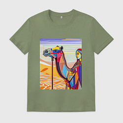 Футболка хлопковая мужская Погонщик верблюда, цвет: авокадо