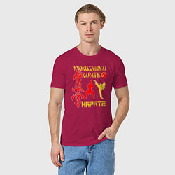 Футболка хлопковая мужская Боец кекусинкай карате, цвет: маджента — фото 2