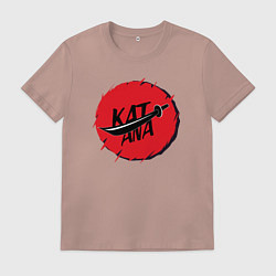 Футболка хлопковая мужская Катана разрубленная, цвет: пыльно-розовый