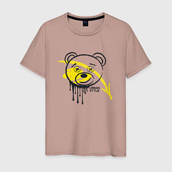 Футболка хлопковая мужская Медведь в стиле urban, цвет: пыльно-розовый