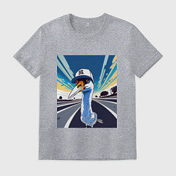 Футболка хлопковая мужская Аист в кепке, цвет: меланж