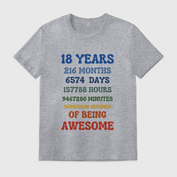 Мужская футболка 18 лет в месяцах - днях - часах - минутах - секунд