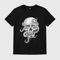 Футболка хлопковая мужская Skull octopus, цвет: черный