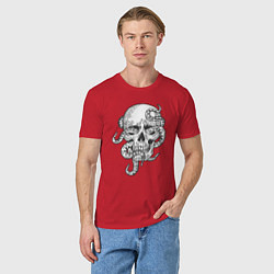 Футболка хлопковая мужская Skull octopus, цвет: красный — фото 2