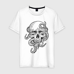 Футболка хлопковая мужская Skull octopus, цвет: белый