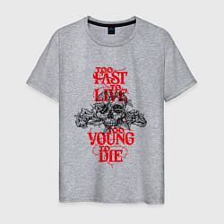 Футболка хлопковая мужская Too Fast To Live Too Young To Die, цвет: меланж