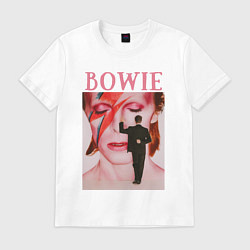 Футболка хлопковая мужская David Bowie 90 Aladdin Sane, цвет: белый
