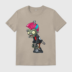 Футболка хлопковая мужская PvZ Зомби панк, цвет: миндальный