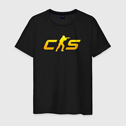 Футболка хлопковая мужская CS2 yellow logo, цвет: черный