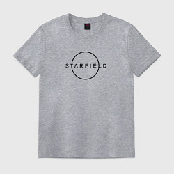 Футболка хлопковая мужская Starfield лого черный, цвет: меланж