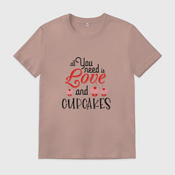 Футболка хлопковая мужская Всё, что тебе нужно - это любовь, цвет: пыльно-розовый