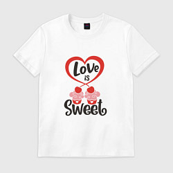 Футболка хлопковая мужская Любовь сладка, цвет: белый