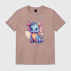 Футболка хлопковая мужская Cute dragon cat, цвет: пыльно-розовый