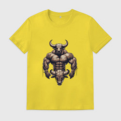 Футболка хлопковая мужская Бычара, цвет: желтый