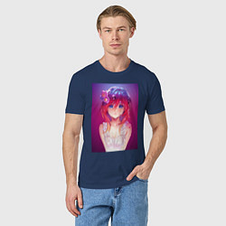 Футболка хлопковая мужская Anime Girl refflex, цвет: тёмно-синий — фото 2