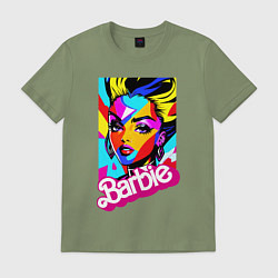 Футболка хлопковая мужская Barbie - pop art - neural network, цвет: авокадо