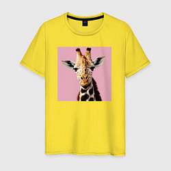 Футболка хлопковая мужская Милый жирафик, цвет: желтый
