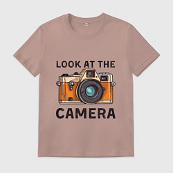 Футболка хлопковая мужская Смотри в мою камеру, цвет: пыльно-розовый