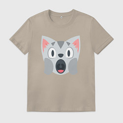Футболка хлопковая мужская Серый котёнок в шоке, цвет: миндальный