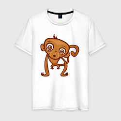 Футболка хлопковая мужская Удивлённая обезьянка, цвет: белый
