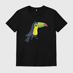 Футболка хлопковая мужская Птичка тукан, цвет: черный