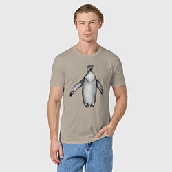 Футболка хлопковая мужская Пингвин штрихами, цвет: миндальный — фото 2