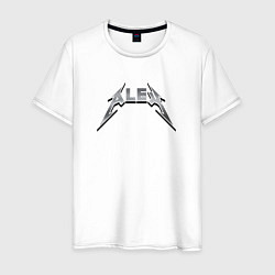 Футболка хлопковая мужская Алекс - в стиле рок-группы металлика, цвет: белый