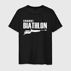 Футболка хлопковая мужская Biathlon - снайпер, цвет: черный