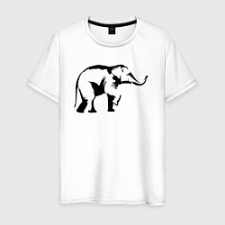 Футболка хлопковая мужская Слон в профиль, цвет: белый