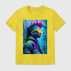 Футболка хлопковая мужская Барт Симпсон в жёлтых очках - киберпанк, цвет: желтый