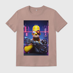Футболка хлопковая мужская Cyber Homer Simpson - ai art, цвет: пыльно-розовый
