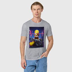 Футболка хлопковая мужская Cyber Homer Simpson - ai art, цвет: меланж — фото 2