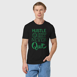 Футболка хлопковая мужская Hustle hit never quit, цвет: черный — фото 2