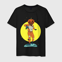 Футболка хлопковая мужская Space pumpkin, цвет: черный