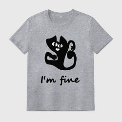 Футболка хлопковая мужская Im fine абстракция кота, цвет: меланж