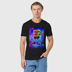 Футболка хлопковая мужская Sponge Bob on a gyro scooter - ai art, цвет: черный — фото 2