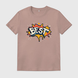 Футболка хлопковая мужская Лучший слово на ярком фоне, цвет: пыльно-розовый