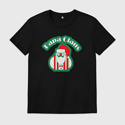 Футболка хлопковая мужская Papa Santa Claus, цвет: черный