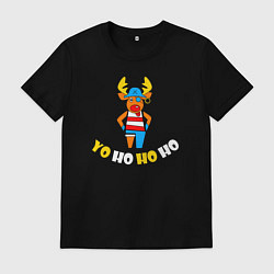 Футболка хлопковая мужская Deer ho ho, цвет: черный