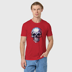 Футболка хлопковая мужская Акварельный череп, цвет: красный — фото 2