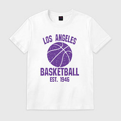 Футболка хлопковая мужская Basketball Los Angeles, цвет: белый