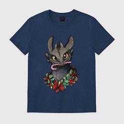 Футболка хлопковая мужская Новогодний Беззубик, цвет: тёмно-синий