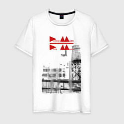 Футболка хлопковая мужская Depeche Mode - Delta Machine tour logo, цвет: белый