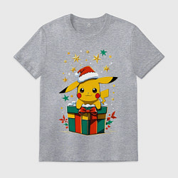 Футболка хлопковая мужская Новогодний пика-пика, цвет: меланж