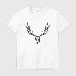 Футболка хлопковая мужская Череп оленя анфас, цвет: белый